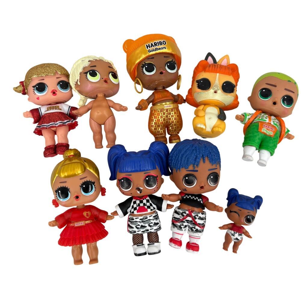 LOL Surprise Dolls Froggie GoldBear Cheer Pet Haribo MGA OMG Lot of 9